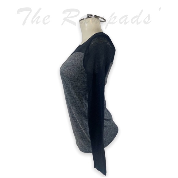 Ann Taylor Upper Black Lower Gray Body Long-sleeve Shirt Size Small - Picture 4 of 8